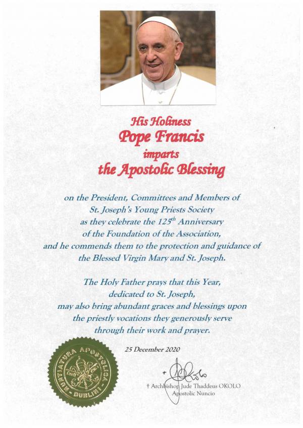 Papal Blessing – St Joseph's Young Priests Society